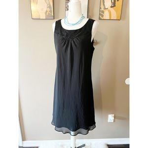 White House Black Market Beaded Sleeveless Sheer Overlay Dress